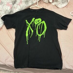 XO Nav Bad Habits Black and Green Tee Shirt Size Medium
